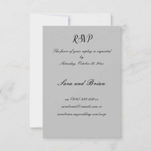 Minimalistische Schwarz-Grau-Antwort-Karte RSVP Karte (Vorderseite)