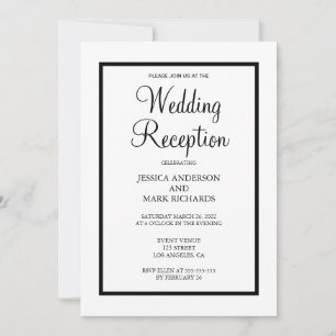 Minimalistische Schwarz-Rahmen-Hochzeitsempfehlung Einladung