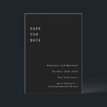 Minimalistische Schwarz Retro Schreibmaschine Schr Save The Date<br><div class="desc">Minimalistische schwarze Retro-Schreibmaschine Typografie Hochzeit speichern das Datum</div>