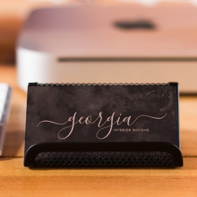 Minimalistische Schwarz-Rose-Gold-Signatur Visitenkarte (Von Creator hochgeladen)