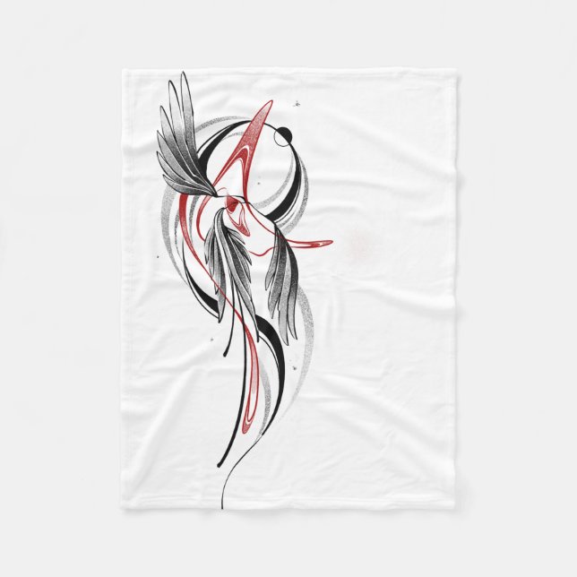 Minimalistische Schwarz-Rot-Linie Art Fleecedecke (Vorderseite)