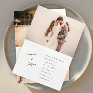 Minimalistische Schwarz/Weiß 4 Foto Hochzeit Einladung