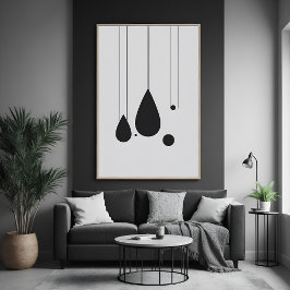 Minimalistische Schwarz-Weiß-Abstrakte Kunst Poster