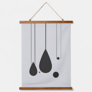 Minimalistische Schwarz-Weiß-Abstrakte Mauer Kunst Wandteppich Mit Holzrahmen