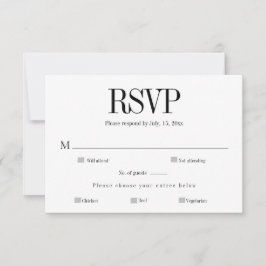 Minimalistische Schwarz-Weiß-Antwortkarte RSVP Karte