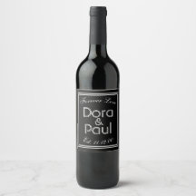 Minimalistische Schwarz/Weiß Art Deco Wein Etikett
