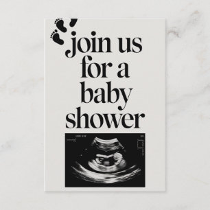 Minimalistische Schwarz-Weiß-Babydusche - Einladun Begleitkarte