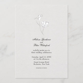 Minimalistische Schwarz-Weiß-Blume-Hochzeit Einladung