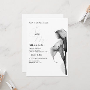 Minimalistische Schwarz-Weiß-Calla-Lily-Hochzeits Einladung