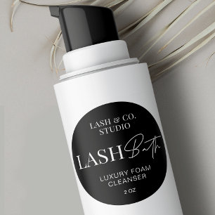 Minimalistische Schwarz/Weiß-Einfach-Lashspüler Runder Aufkleber