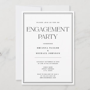 Minimalistische Schwarz/Weiß-Engagement-Partei Einladung