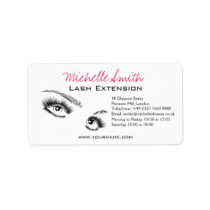 Minimalistische Schwarz-Weiß-Eyelashes Chic Makeup Adressaufkleber