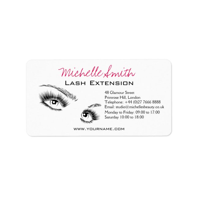 Minimalistische Schwarz-Weiß-Eyelashes Chic Makeup Adressaufkleber (Vorne)