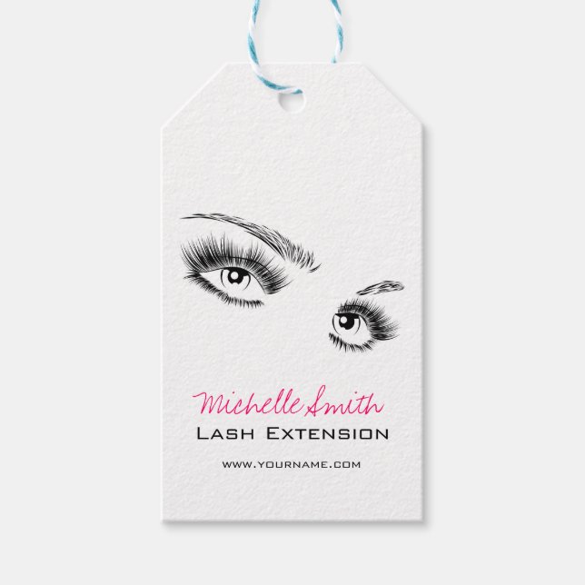Minimalistische Schwarz-Weiß-Eyelashes Chic Makeup Geschenkanhänger (Vorderseite)