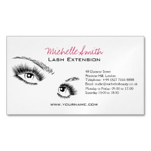 Minimalistische Schwarz-Weiß-Eyelashes Chic Makeup Magnetische Visitenkarte