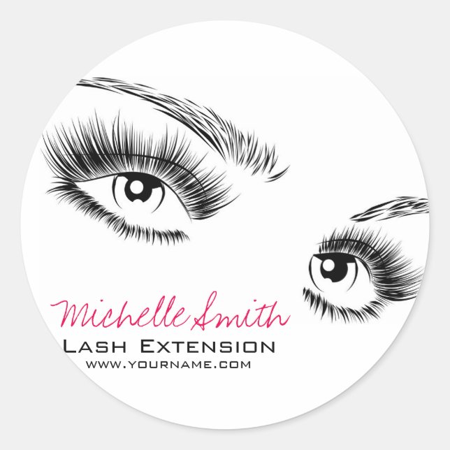 Minimalistische Schwarz-Weiß-Eyelashes Chic Makeup Runder Aufkleber (Vorderseite)