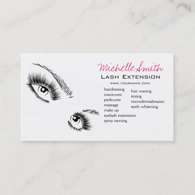 Minimalistische Schwarz-Weiß-Eyelashes Chic Makeup Visitenkarte (Vorderseite)