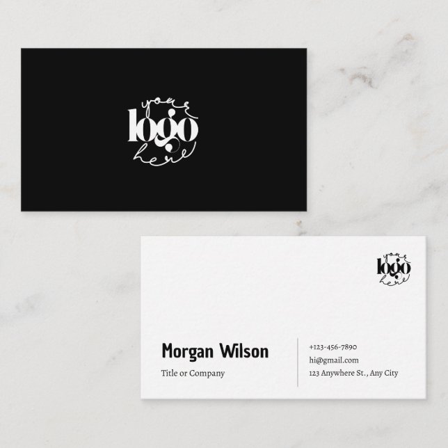 Minimalistische Schwarz-Weiß-Firmenlogos Visitenkarte (Vorne/Hinten)