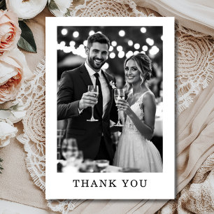 Minimalistische Schwarz-Weiß-Foto-Hochzeit Dankeskarte