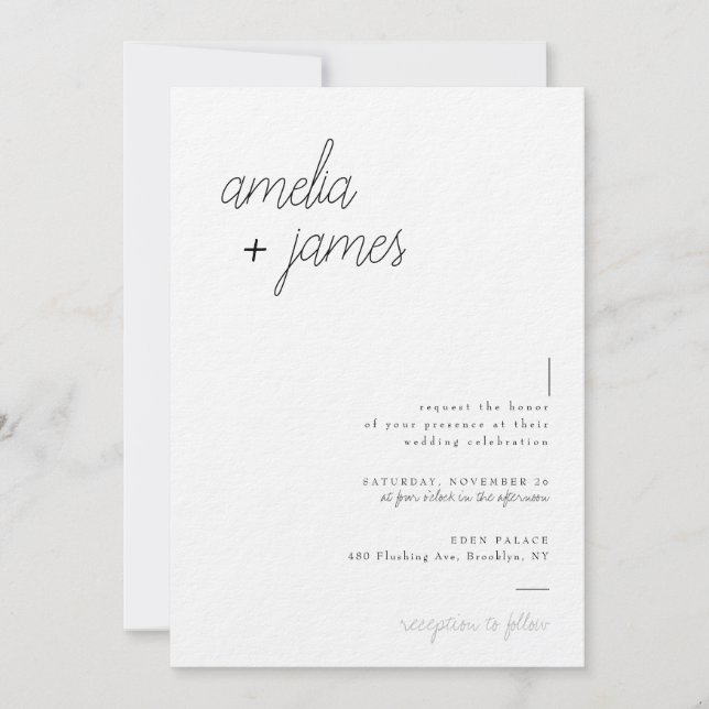 Minimalistische Schwarz-Weiß-Foto-Hochzeit Einladung (Vorderseite)