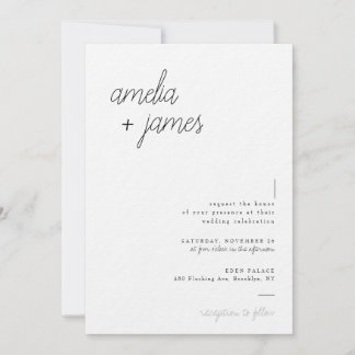 Minimalistische Schwarz-Weiß-Foto-Hochzeit Einladung