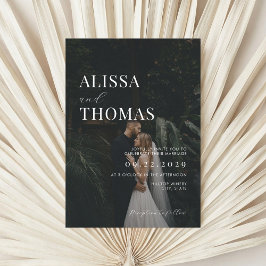 Minimalistische Schwarz-Weiß-Foto-Hochzeit Einladung