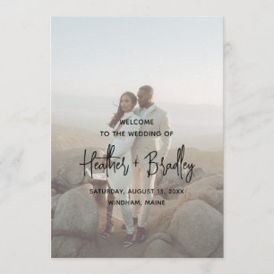 Minimalistische Schwarz-Weiß-Foto-Moderne Hochzeit Programm
