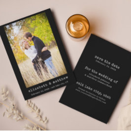 Minimalistische Schwarz/Weiß-Foto-Save the Date-Ka Einladung