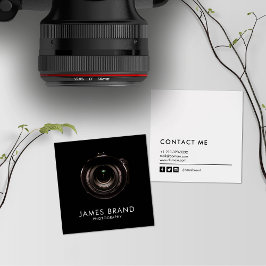 Minimalistische Schwarz-Weiß-Fotografie Quadratische Visitenkarte