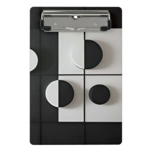 Minimalistische Schwarz-Weiß-Geometrische Abstrakt Mini Klemmbrett