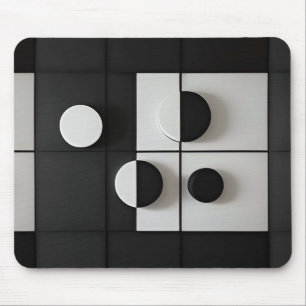 Minimalistische Schwarz-Weiß-Geometrische-Abstrakt Mousepad