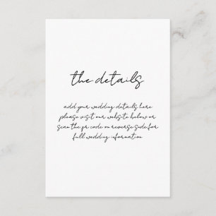 Minimalistische Schwarz-Weiß-Hochzeit Begleitkarte