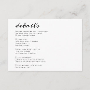 Minimalistische Schwarz-Weiß-Hochzeit Begleitkarte