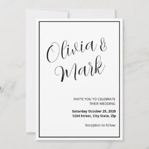 Minimalistische Schwarz-Weiß-Hochzeit Einladung