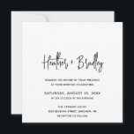 Minimalistische Schwarz-Weiß-Hochzeit Einladung<br><div class="desc">Moderne quadratische Hochzeitseinladung mit einem einfachen Design mit Ihren Namen in einer eleganten Schrift Typografie und Ihre Veranstaltungsdetails in einem minimalistischen Sans Serif Schriftart. Alle Designelemente sind schwarz und weiß. Diese schicke Hochzeitseinladung passt gut zu jedem Hochzeitsstil.</div>