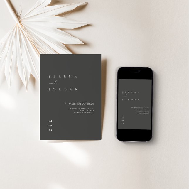 Minimalistische Schwarz-Weiß-Hochzeit Einladung (Von Creator hochgeladen)