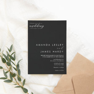 Minimalistische Schwarz-Weiß-Hochzeit Einladung
