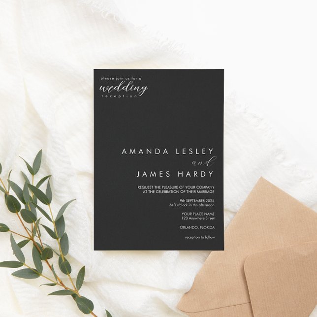 Minimalistische Schwarz-Weiß-Hochzeit Einladung (Von Creator hochgeladen)