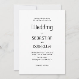 Minimalistische Schwarz-Weiß-Hochzeit Einladung