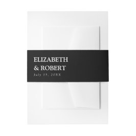 Minimalistische Schwarz-Weiß-Hochzeit Einladungsbanderole