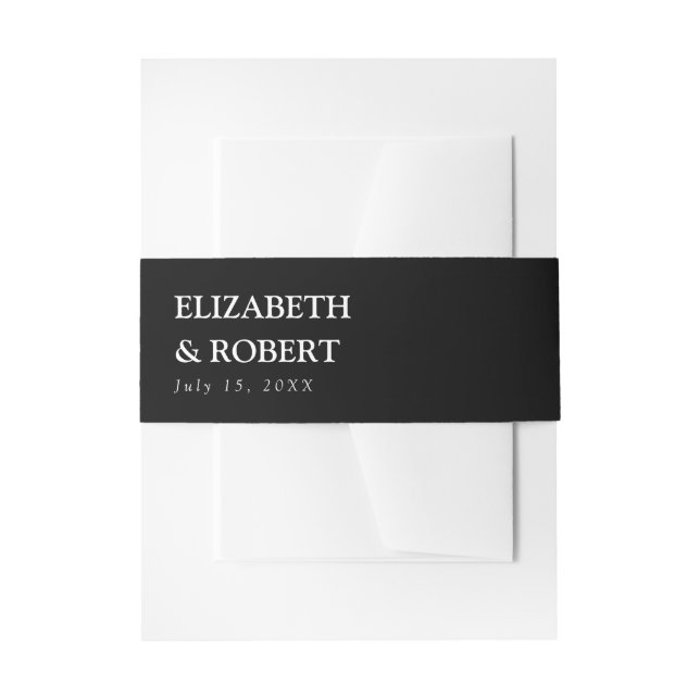 Minimalistische Schwarz-Weiß-Hochzeit Einladungsbanderole (Vorderseite Beispiel)
