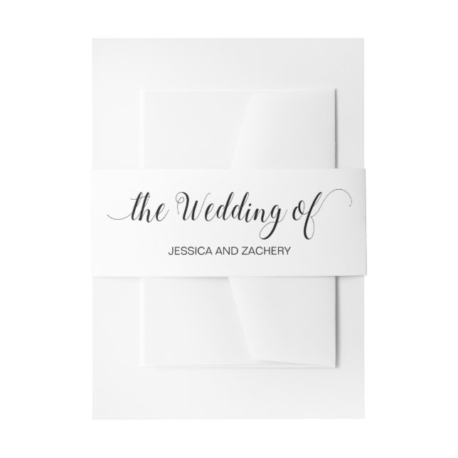 Minimalistische Schwarz-Weiß-Hochzeit Einladungsbanderole (Vorderseite Beispiel)