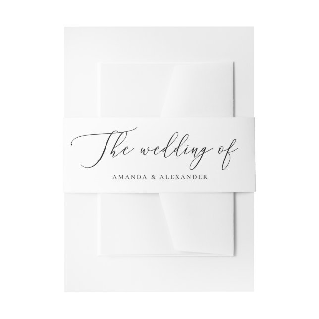Minimalistische Schwarz-Weiß-Hochzeit | Elegantes  Einladungsbanderole (Vorderseite Beispiel)
