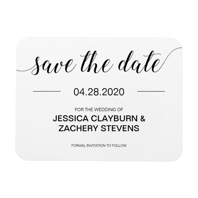 Minimalistische Schwarz-Weiß-Hochzeit Magnet (Horizontal)