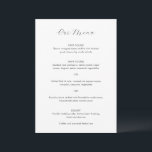 Minimalistische Schwarz-Weiß-Hochzeit Menükarte<br><div class="desc">Modernes Hochzeitsmenü mit dem Titel und dem Monogramm in einem eleganten Skript.</div>