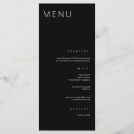Minimalistische Schwarz-Weiß-Hochzeit Menükarte