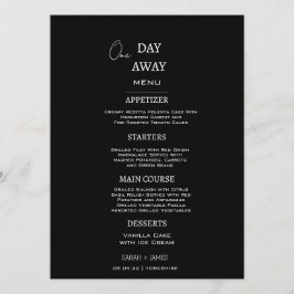 Minimalistische Schwarz/Weiß-Hochzeit Menükarte