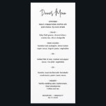 Minimalistische Schwarz-Weiß-Hochzeit Menükarte<br><div class="desc">Modernes Hochzeitsmenü mit einem einfachen Design mit dem Header in einer eleganten Skripttypografie und Ihr Menü in einem minimalistischen Sans Serif Schriftart. Alle Designelemente sind schwarz und weiß. Dieses schicke Hochzeitsmenü passt gut zu jedem Hochzeitsstil.</div>