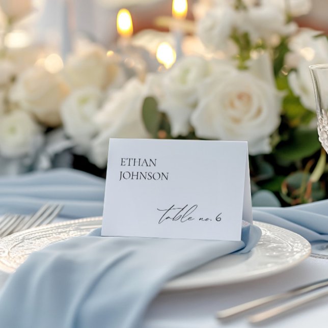 Minimalistische Schwarz-Weiß-Hochzeit-Platzkarte Tischnummer (Minimalist Black & White Wedding Place Card)