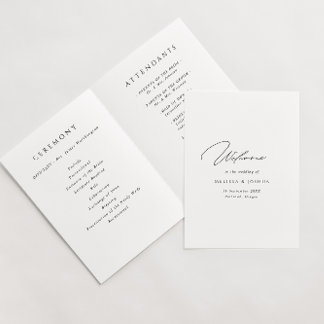 Minimalistische Schwarz-Weiß-Hochzeit Programm
